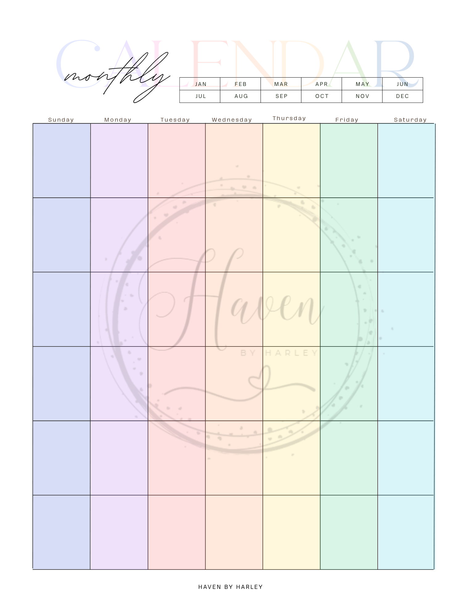Plan-It Harley™ Starter Rainbow Planner (Printable 8.5x11)