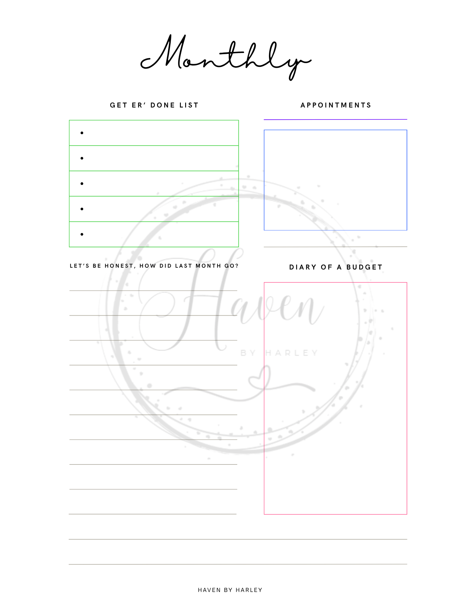 Plan-It Harley™ Starter Rainbow Planner (Printable 8.5x11)