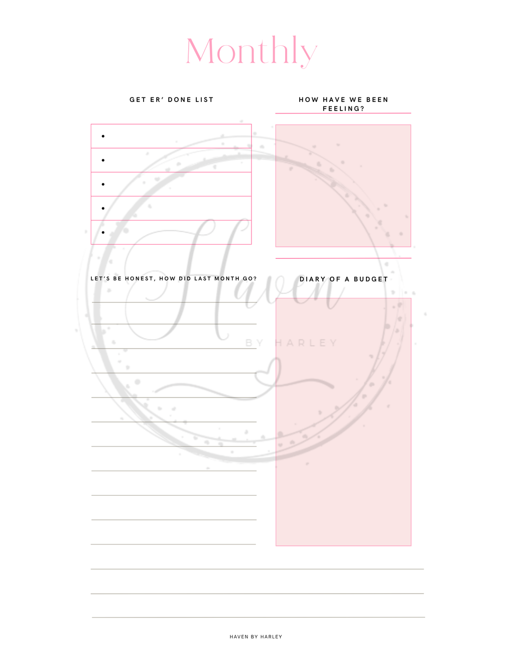 Plan-It Harley™ Starter Pink Planner (Printable 8.5x11)