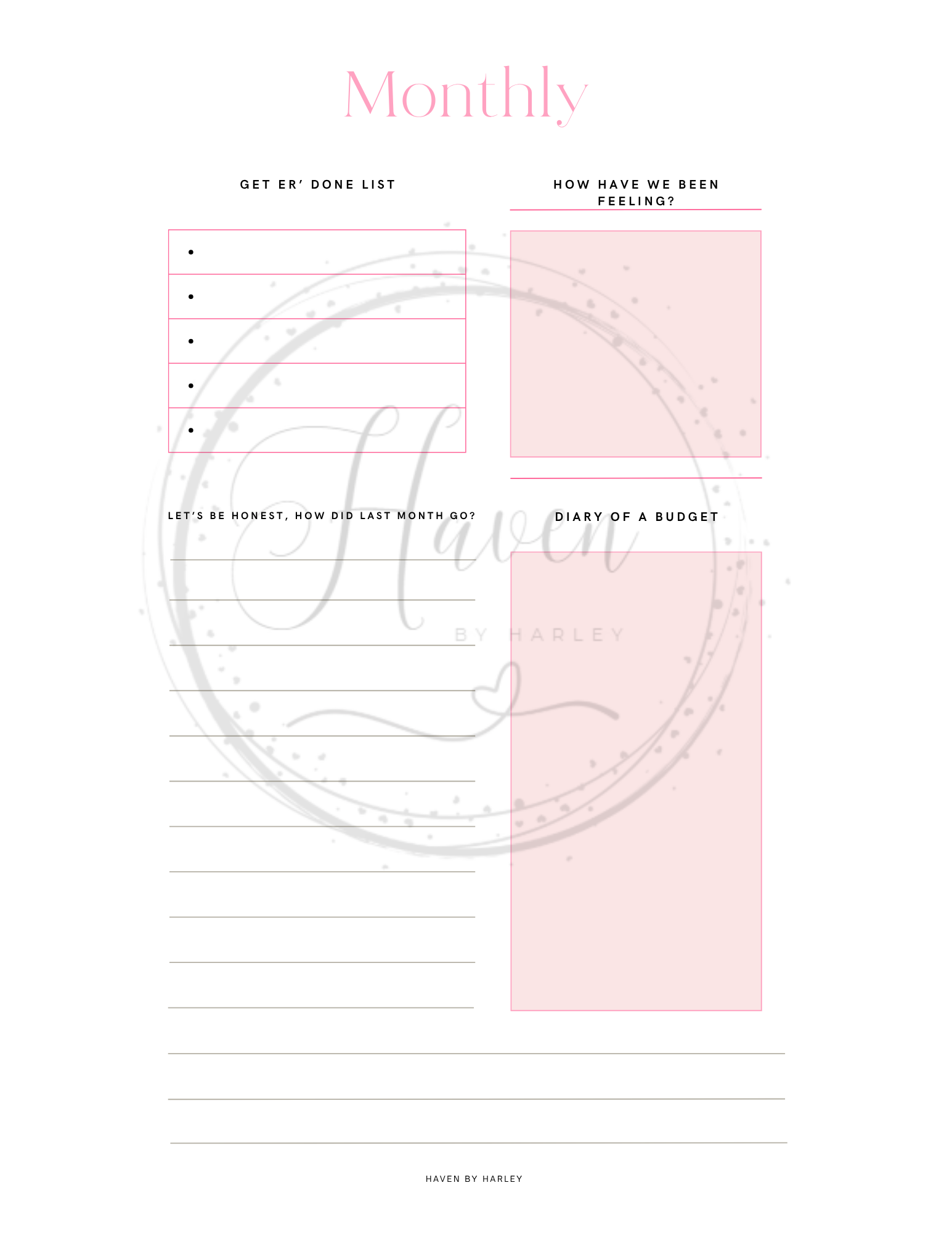 Plan-It Harley™ Starter Pink Planner (Printable 8.5x11)