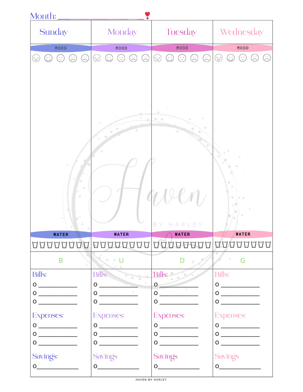 Plan-It Harley™ Starter Rainbow Planner (Printable 8.5x11)
