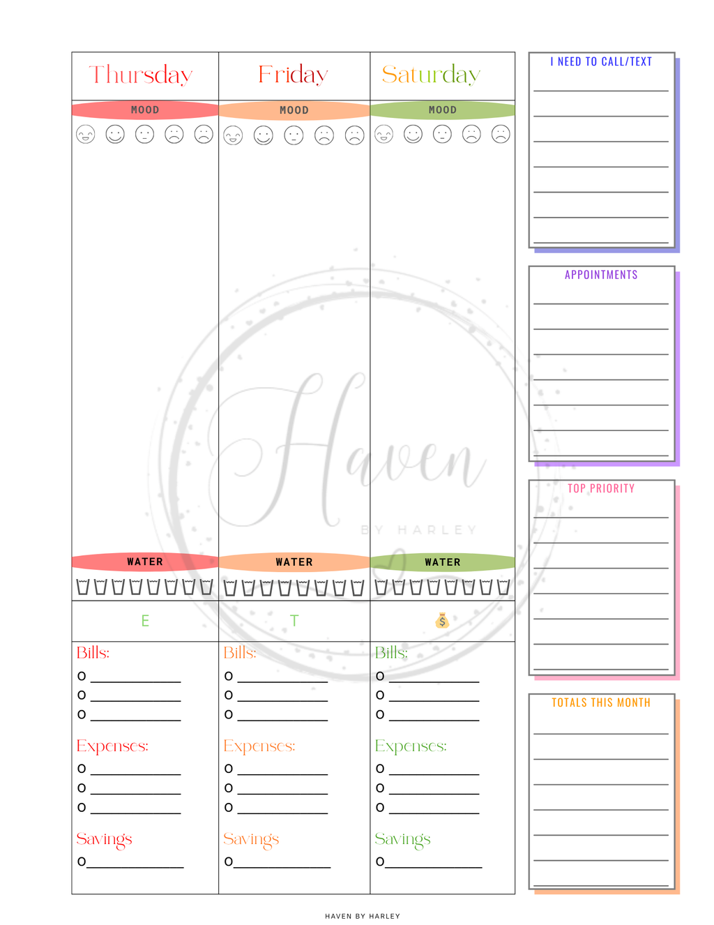 Plan-It Harley™ Starter Rainbow Planner (Printable 8.5x11)