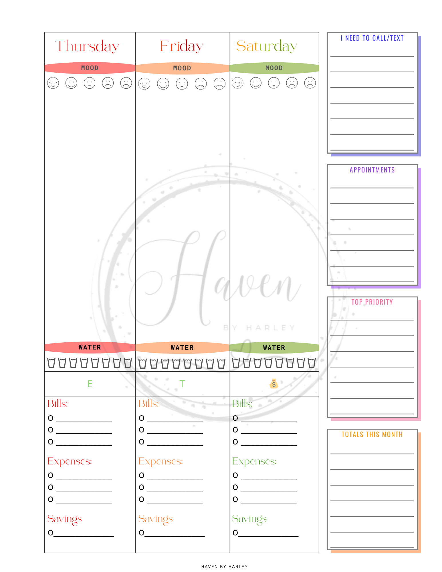Plan-It Harley™ Starter Rainbow Planner (Printable 8.5x11)