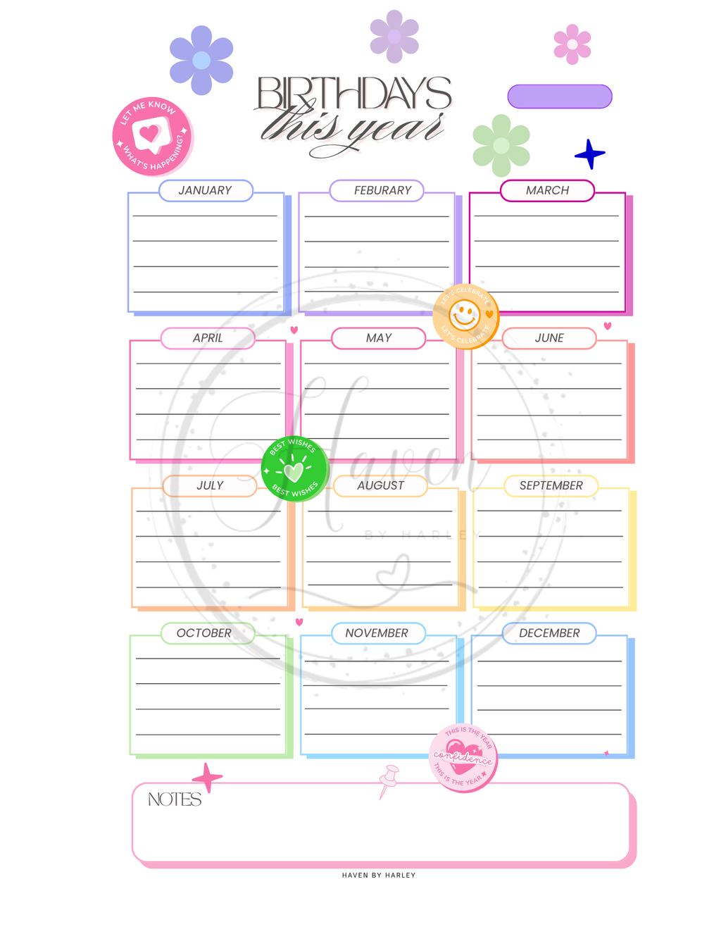 Plan-It Harley™ Starter Rainbow Planner (Printable 8.5x11)