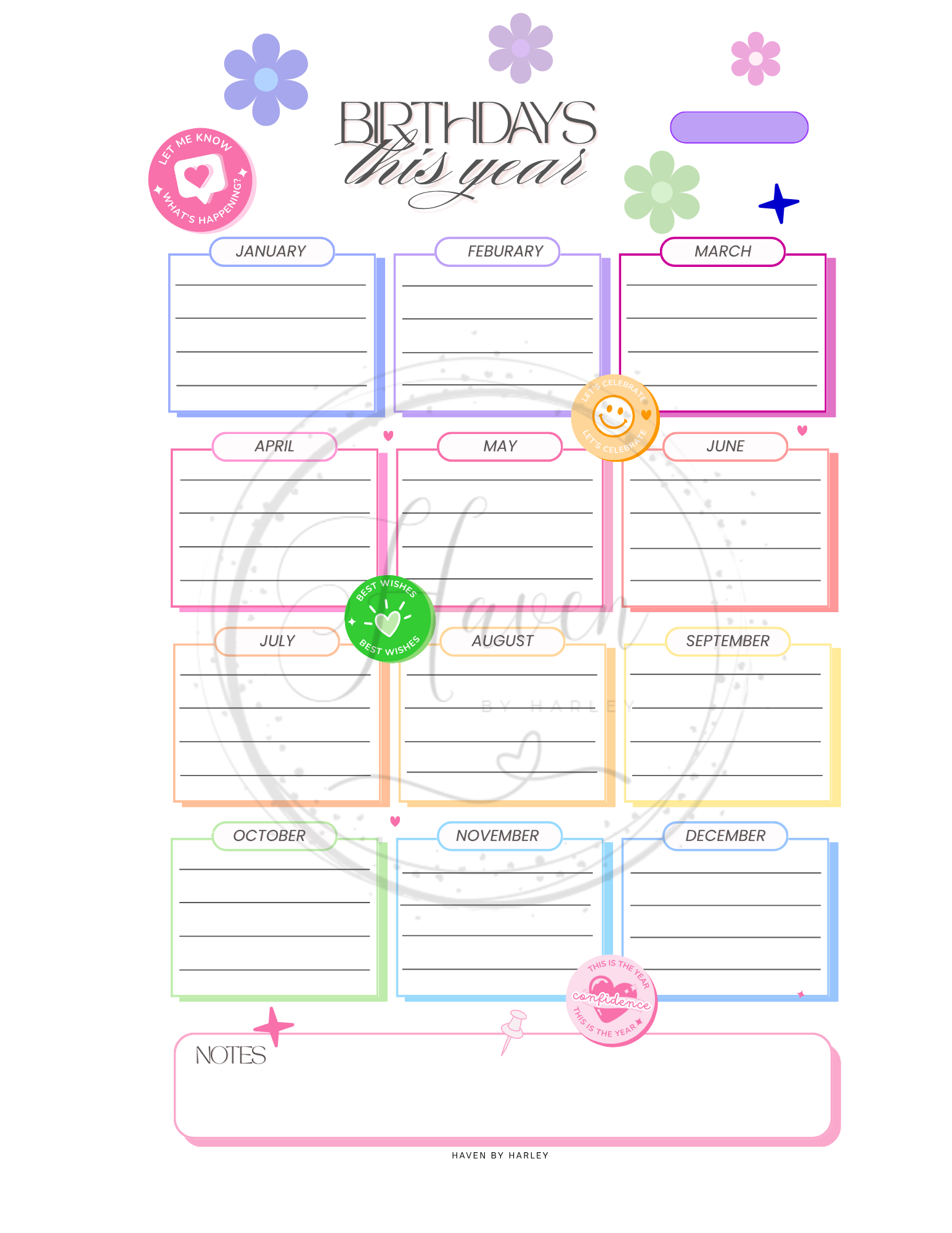 Plan-It Harley™ Starter Rainbow Planner (Printable 8.5x11)