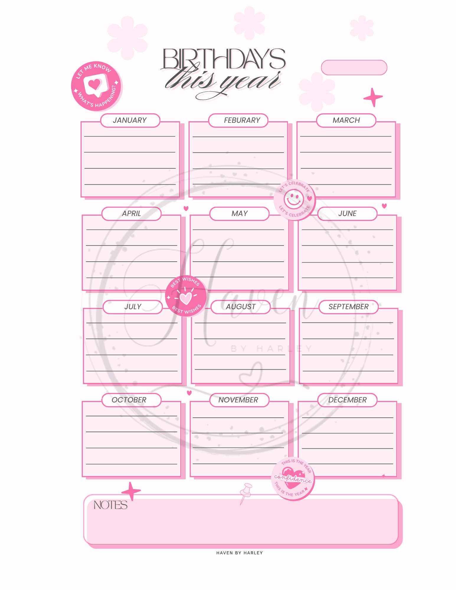 Plan-It Harley™ Starter Pink Planner (Printable 8.5x11)