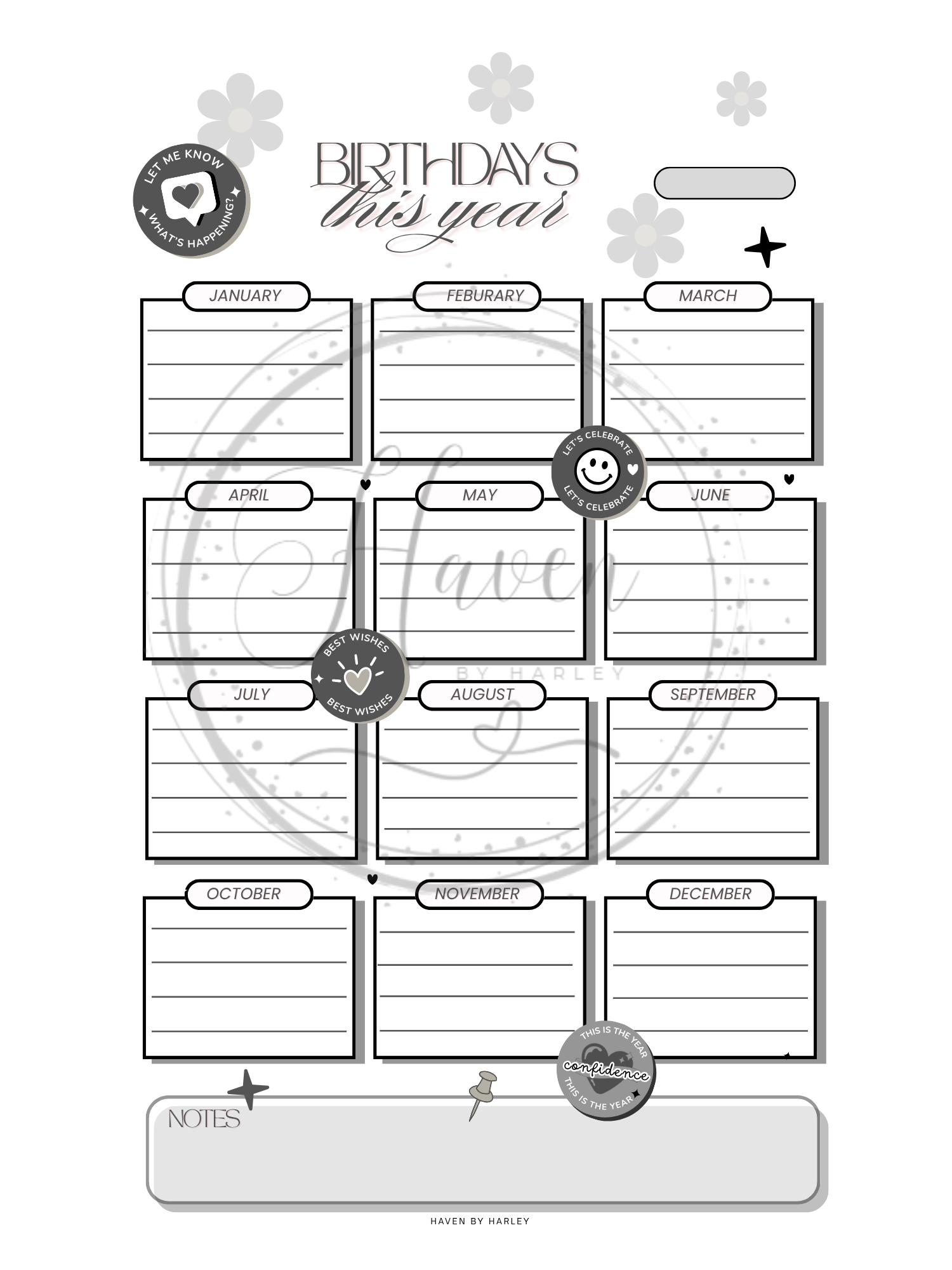 Plan-It Harley™ Starter Black Planner (Printable 8.5x11)